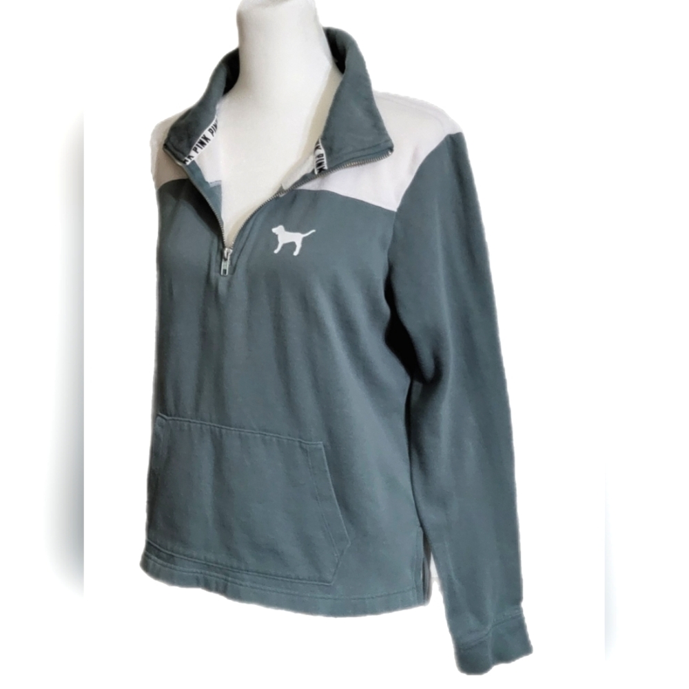 Victoria's Secret PINK 1/4 zip high collar fleece puppy dog sweatshirt pullover - Picture 6 of 10